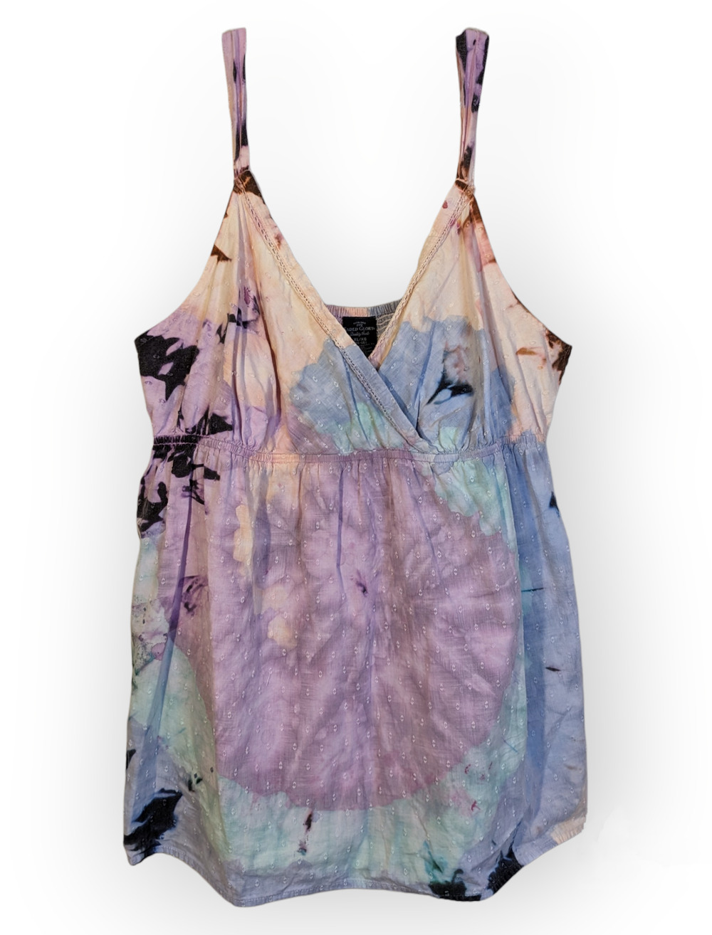 Faded Glory Custom Tie Dye Dot Smocked Back Strap Tank Top XL 16/18
